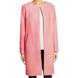 Halogen coral and white collarless coat size XS cane pattern